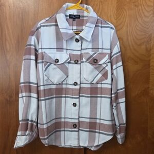 Love Tree White and Brown Plaid Shirt